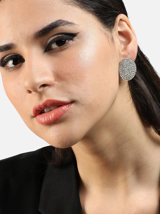 Silver Plated Party Designer Stone Stud