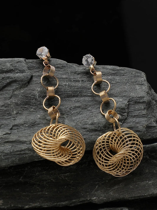 Gold Plated Party Designer Stone Drop Earring