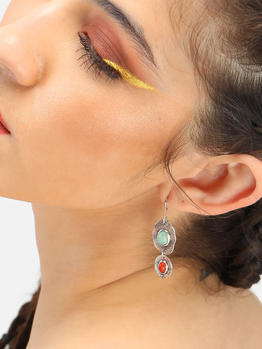 Gold Plated Party Designer Stone Drop Earring