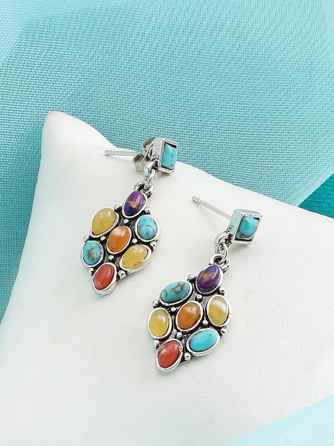 Silver Plated Party Designer Stone Drop Earring