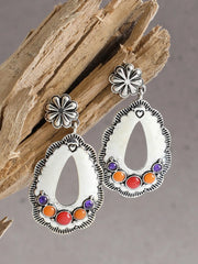 Silver Plated Party Designer Stone Drop Earring