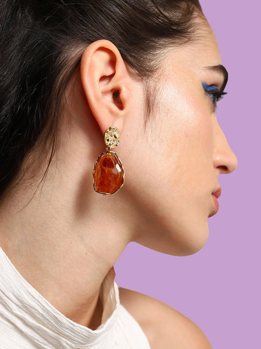 Gold Plated Party Designer Stone Drop Earring