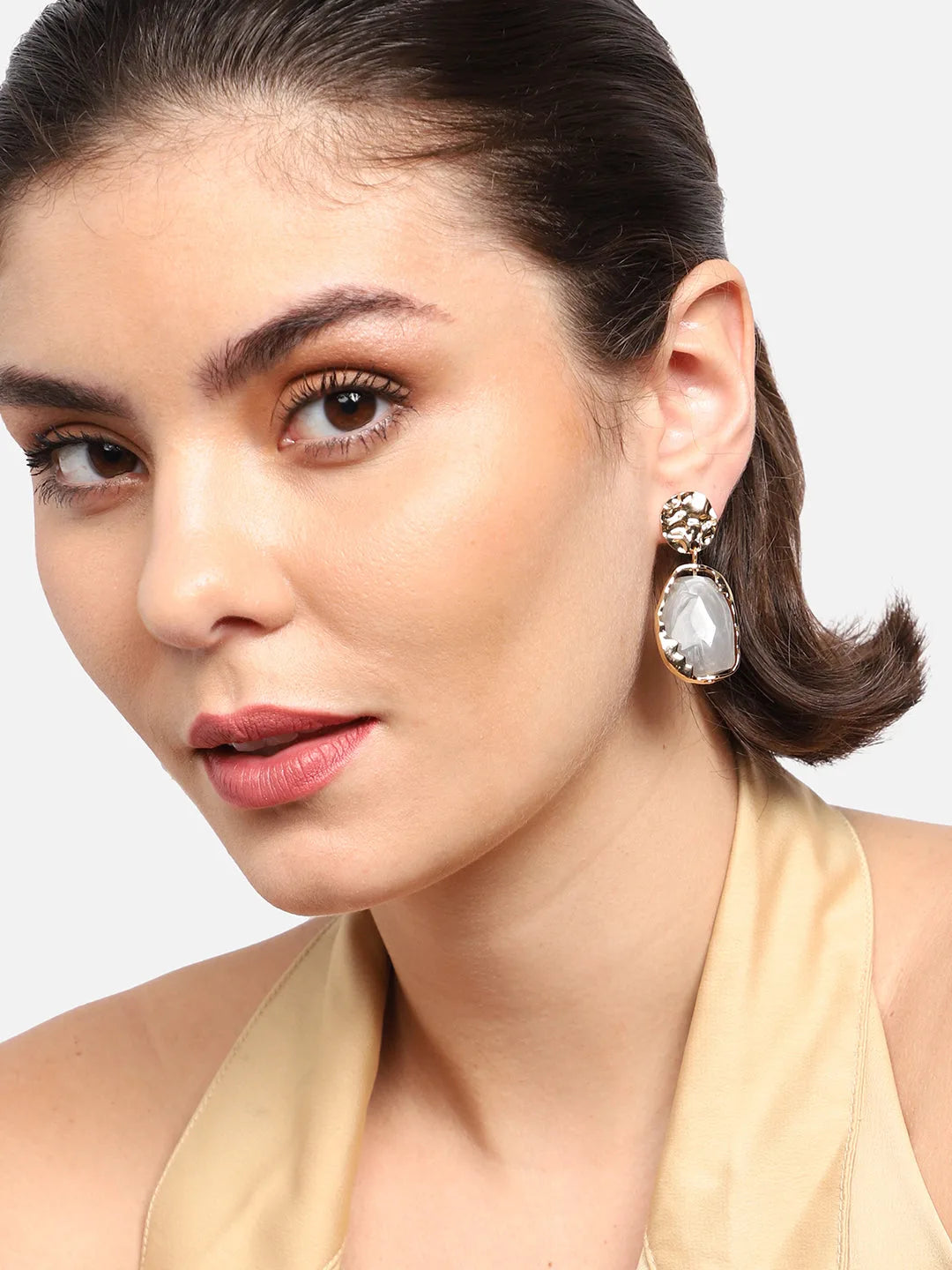 Gold Plated Party Designer Stone Drop Earring