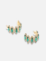 Gold Plated Party Designer Stone Hoop Earring