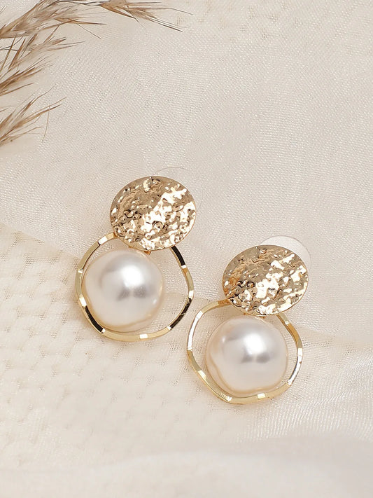 Gold Plated Party Pearls Drop Earring