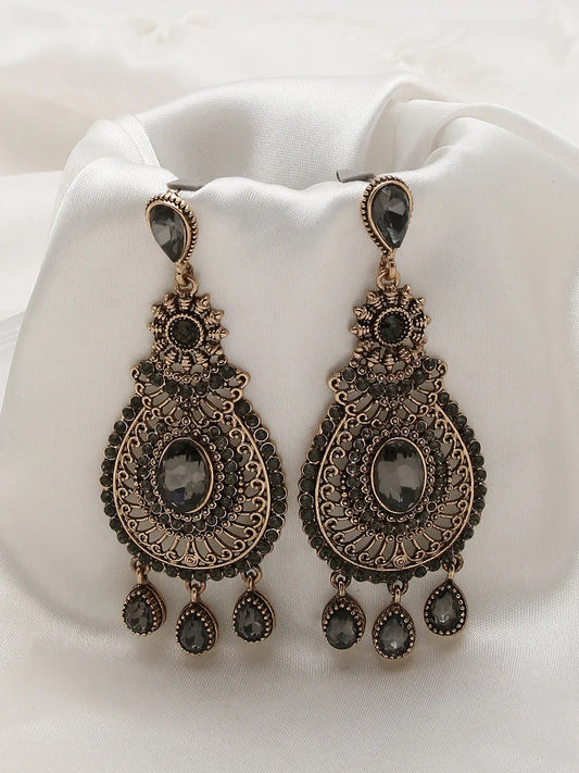 Gold Plated Designer Stone Drop Earring