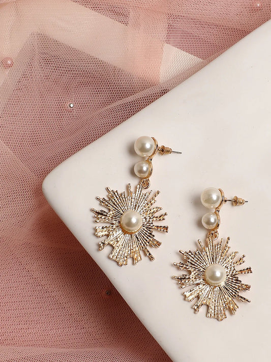 Gold Plated Pearls Drop Earring