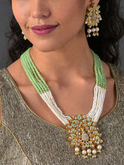 Gold Plated Designer Stone Pearl Necklace and Earrings Set