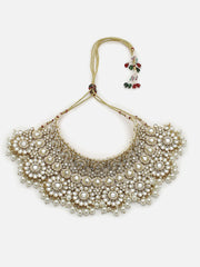 Gold Plated Kundan Necklace, Earrings and Maang Tikka Set