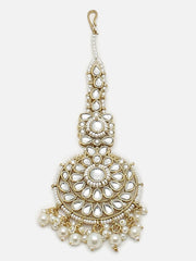 SOHI - Gold Plated Kundan Necklace, Earrings and Maang Tikka Set