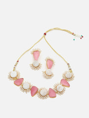 Gold Plated Designer Stone Necklace and Earring Set