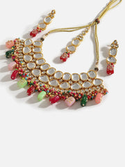 Gold Plated Designer Kundan Party Necklace, Earring and Maang Tikka Set