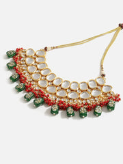 Gold Plated Designer Kundan Party Necklace, Earring and Maang Tikka Set