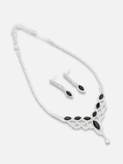 Silver Plated Party Designer Stone Necklace and Earring Set