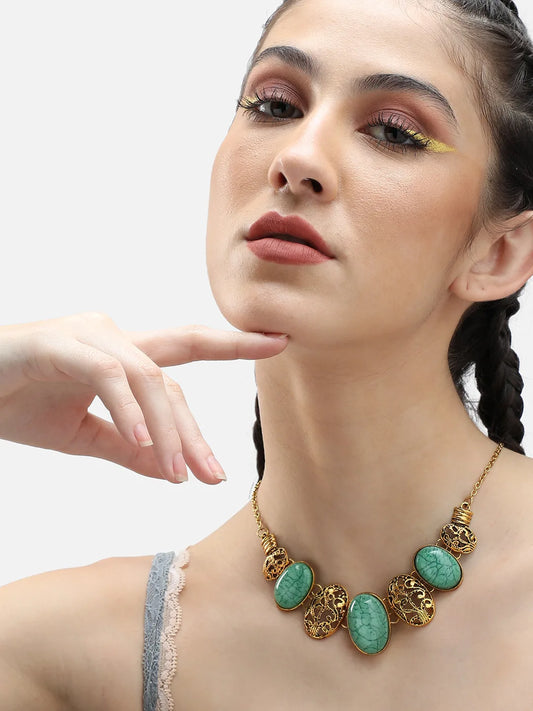 Gold Plated Party Designer Stone Necklace