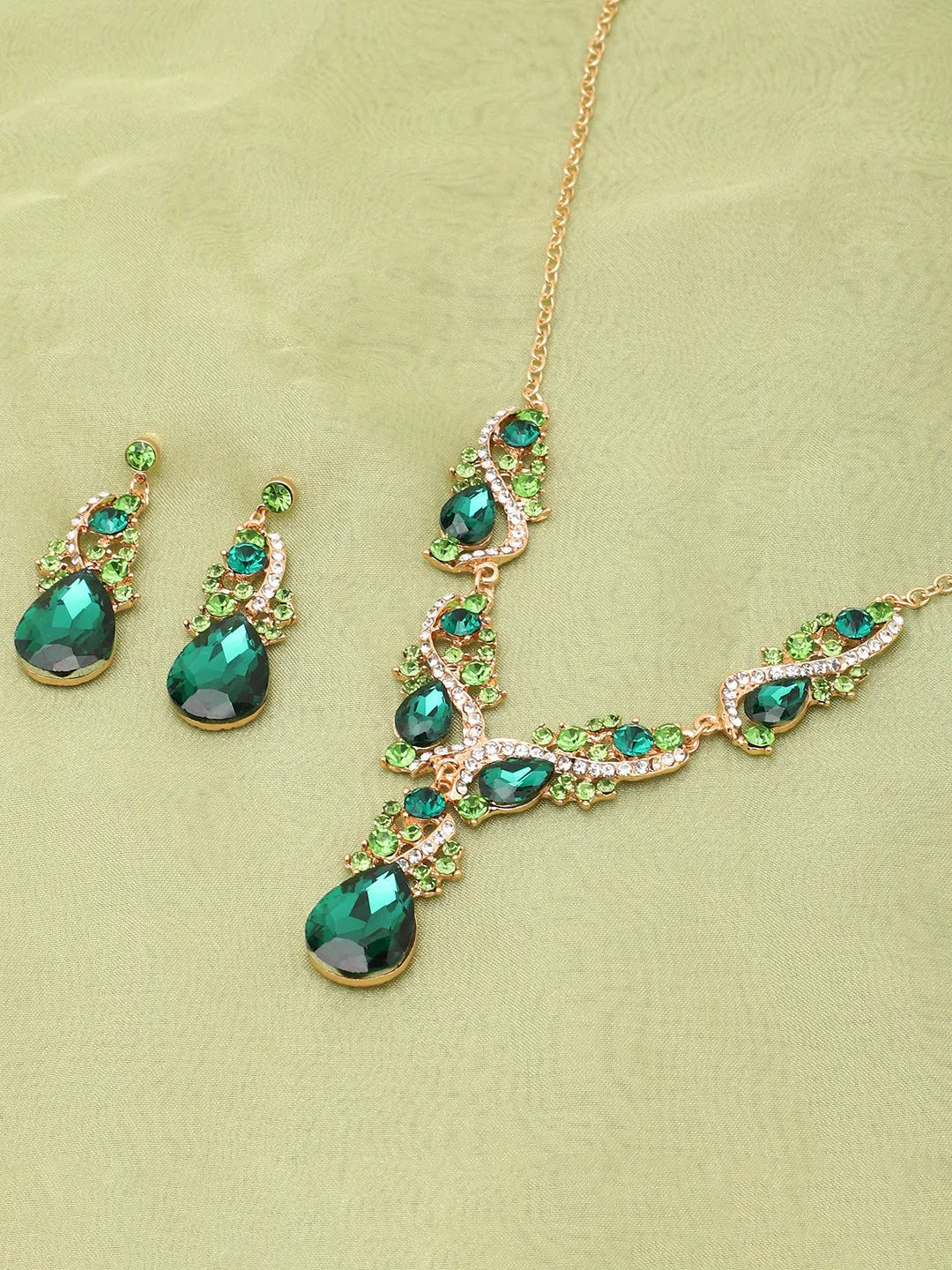 Gold Plated Designer Stone Party Necklace and Earring Set