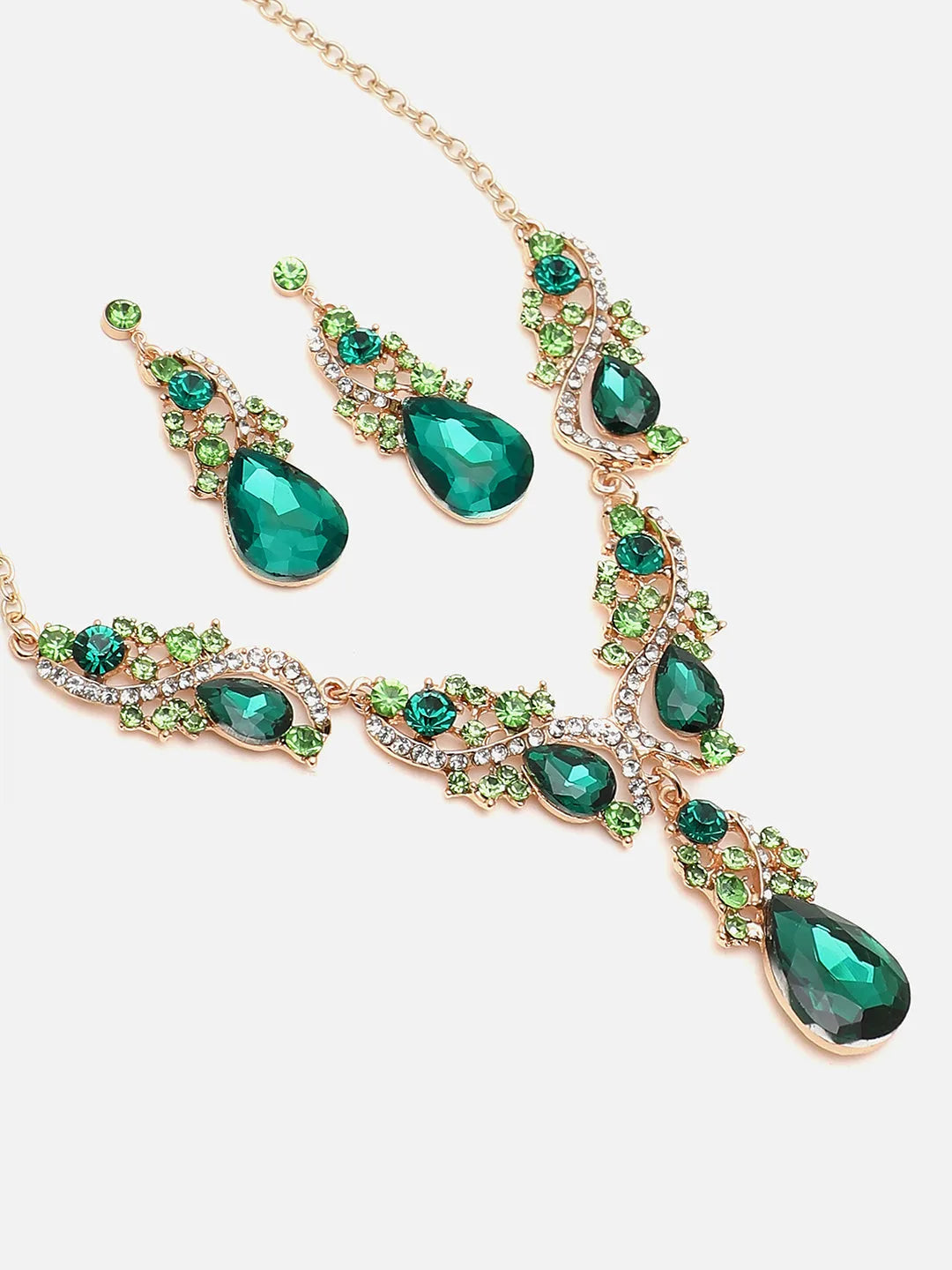 Gold Plated Designer Stone Party Necklace and Earring Set