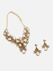 Gold Plated Designer Stone Party Necklace and Earring Set