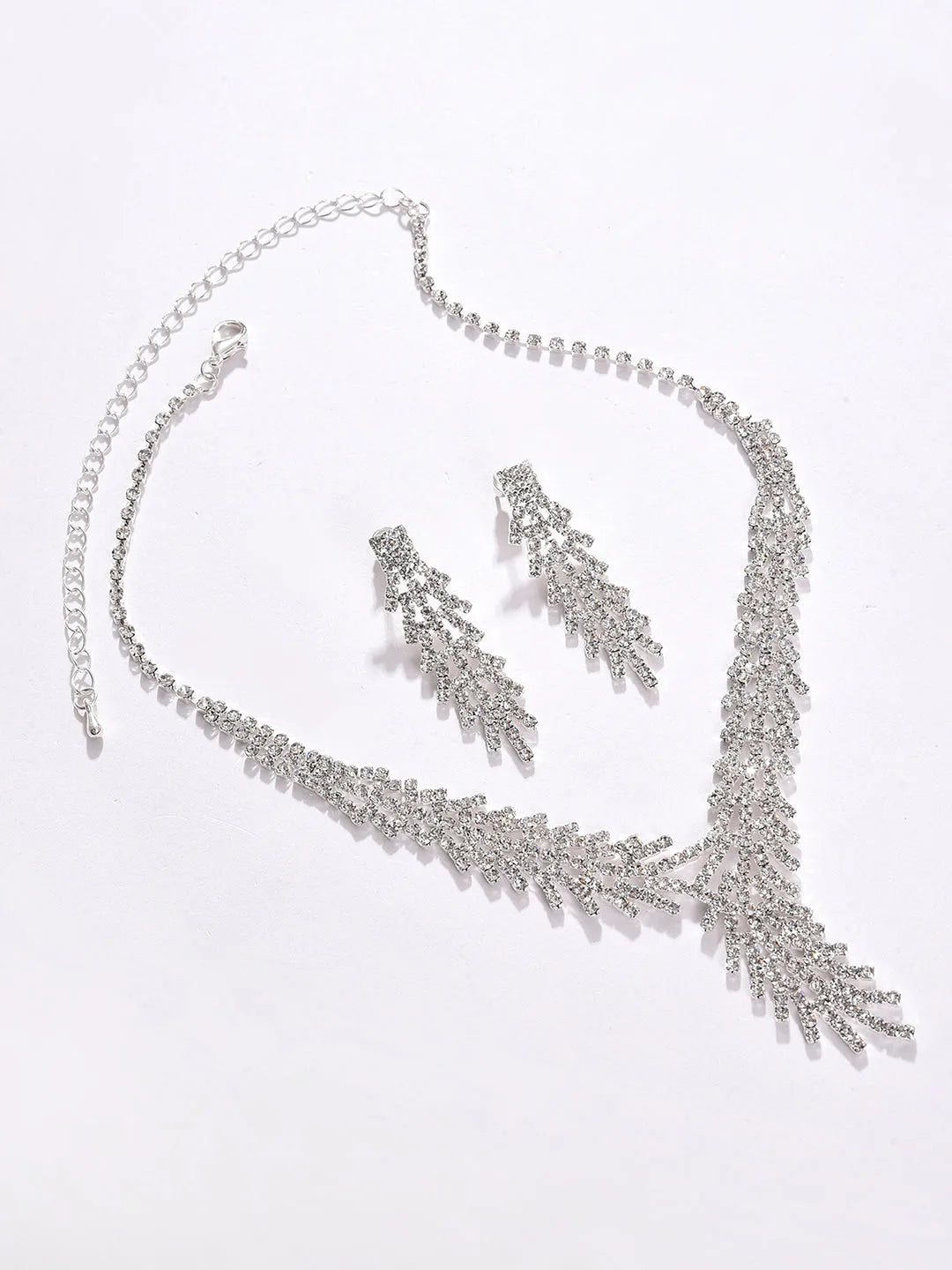 Pack of 3 Silver Plated American Diamond Necklace and Earring Set