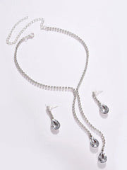 Pack of 3 Silver Plated American Diamond Necklace and Earring Set