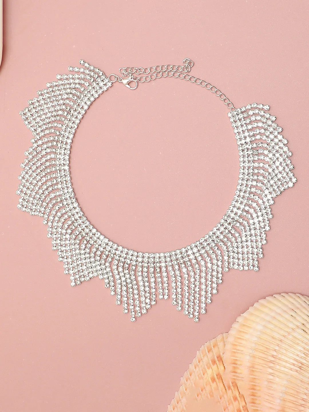 Silver Plated Rhinestone Necklace