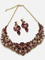 Gold Plated Designer Stone Necklace and Earring Set