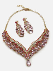 Gold Plated Designer Stone Necklace and Earring Set