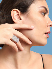 Silver Plated Party Designer Stone Ring