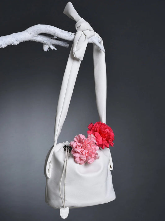 Solid Bucket Hand Bag with Drawstring