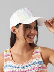 Maxi Sequin Baseball Cap - White