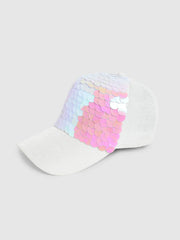 Maxi Sequin Baseball Cap - White