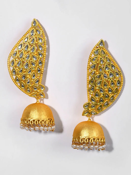 Gold Plated Kundan Drop Earrings