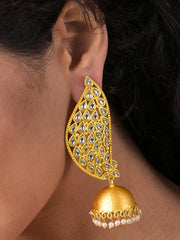 Gold Plated Kundan Drop Earrings