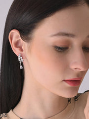 Silver Plated Designer Stone Drop Earring