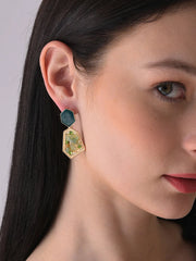 Gold Plated Designer Stone Drop Earring