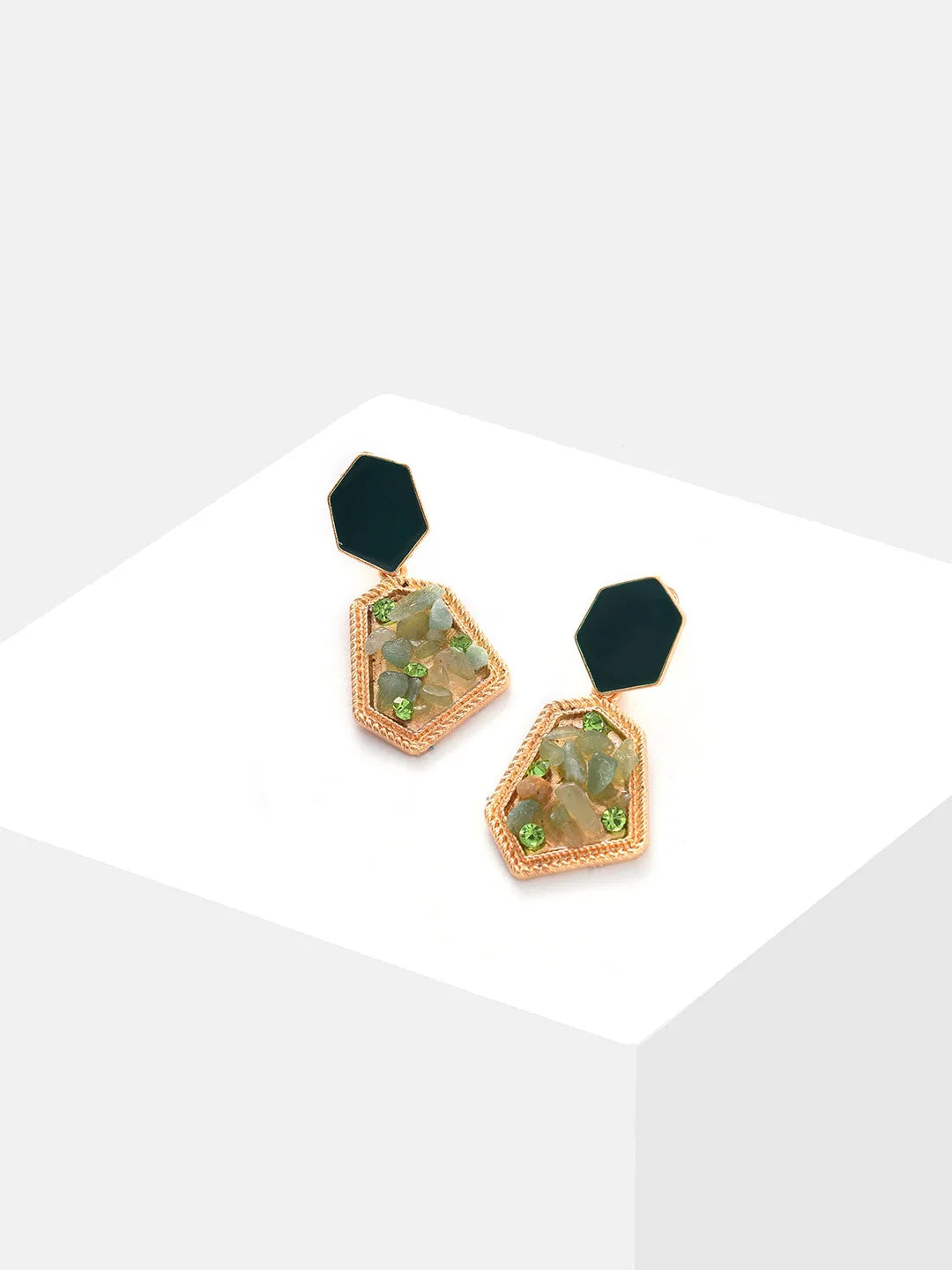 Gold Plated Designer Stone Drop Earring