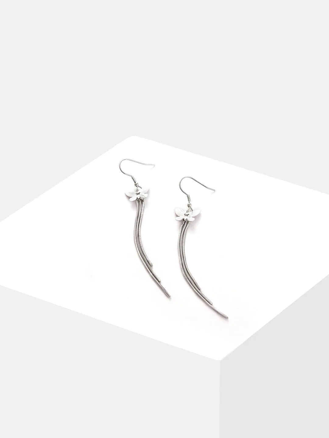 Silver Plated Designer Stone Drop Earring