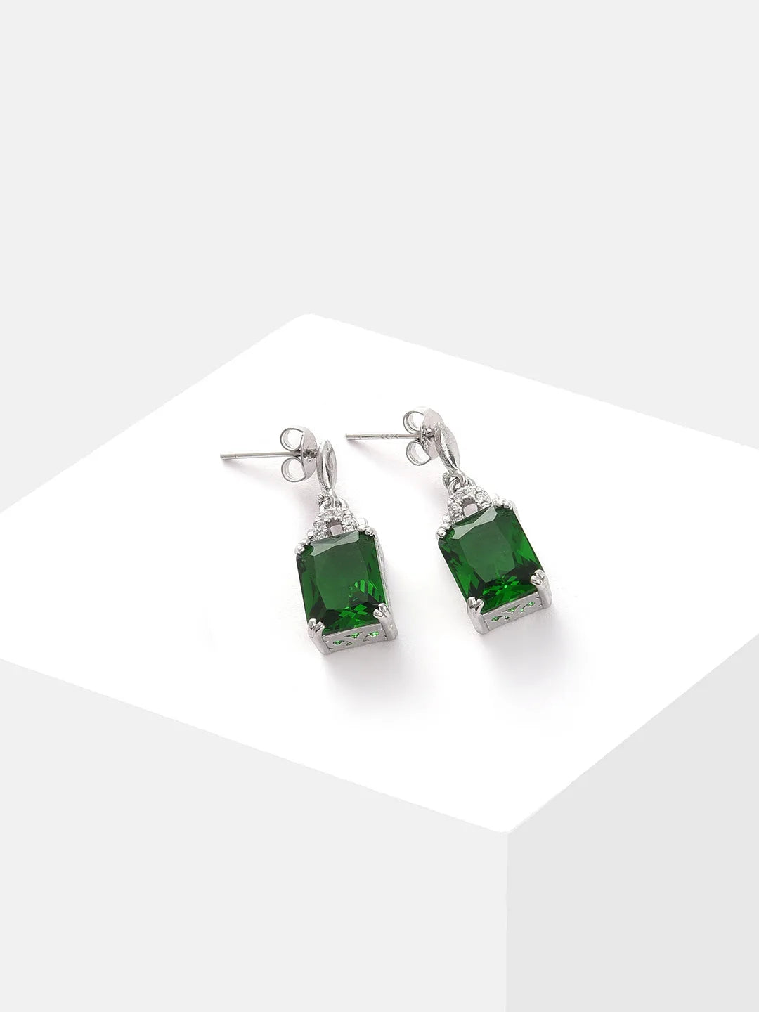 Silver Plated Designer Stone Drop Earring