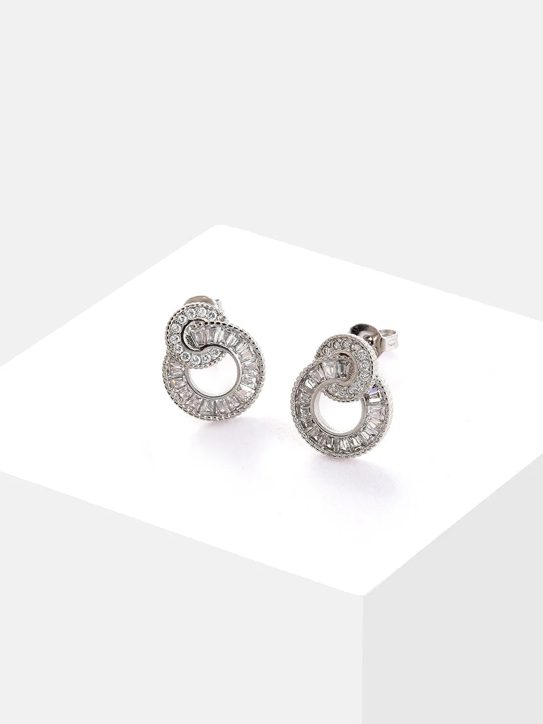 Silver Plated Designer Stone Stud