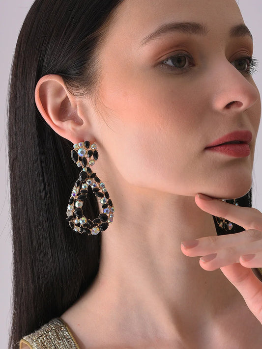 Gold Plated Designer Stone Drop Earring