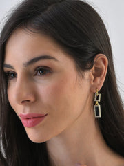 Gold Plated Designer Stone Drop Earrings