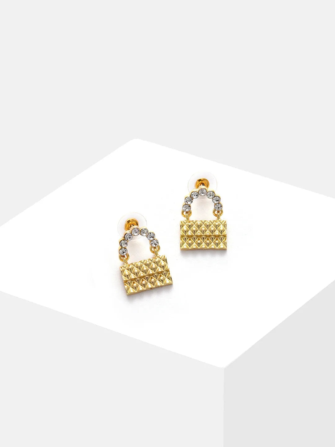 Gold Plated Designer Stone Stud Earrings