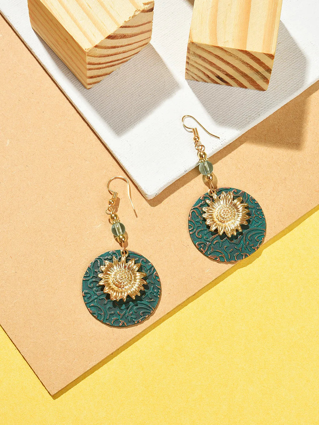 Gold Plated Beaded Drop Earrings