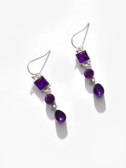 Silver Plated Designer Stone Drop Earrings