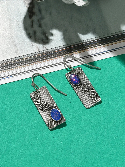 Silver Plated Designer Stone Drop Earrings