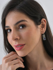 Silver Plated Designer Stone Drop Earrings