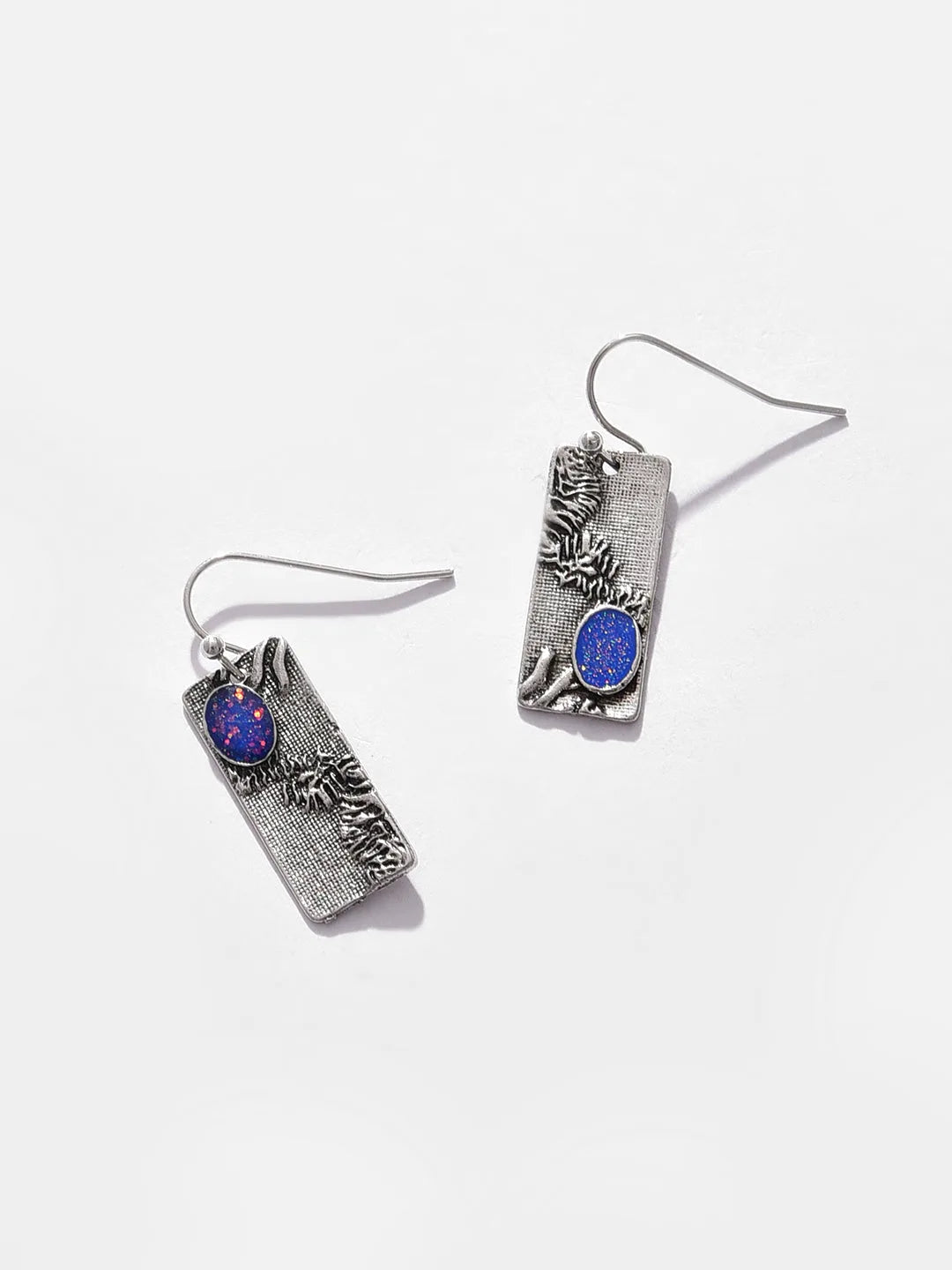 Silver Plated Designer Stone Drop Earrings