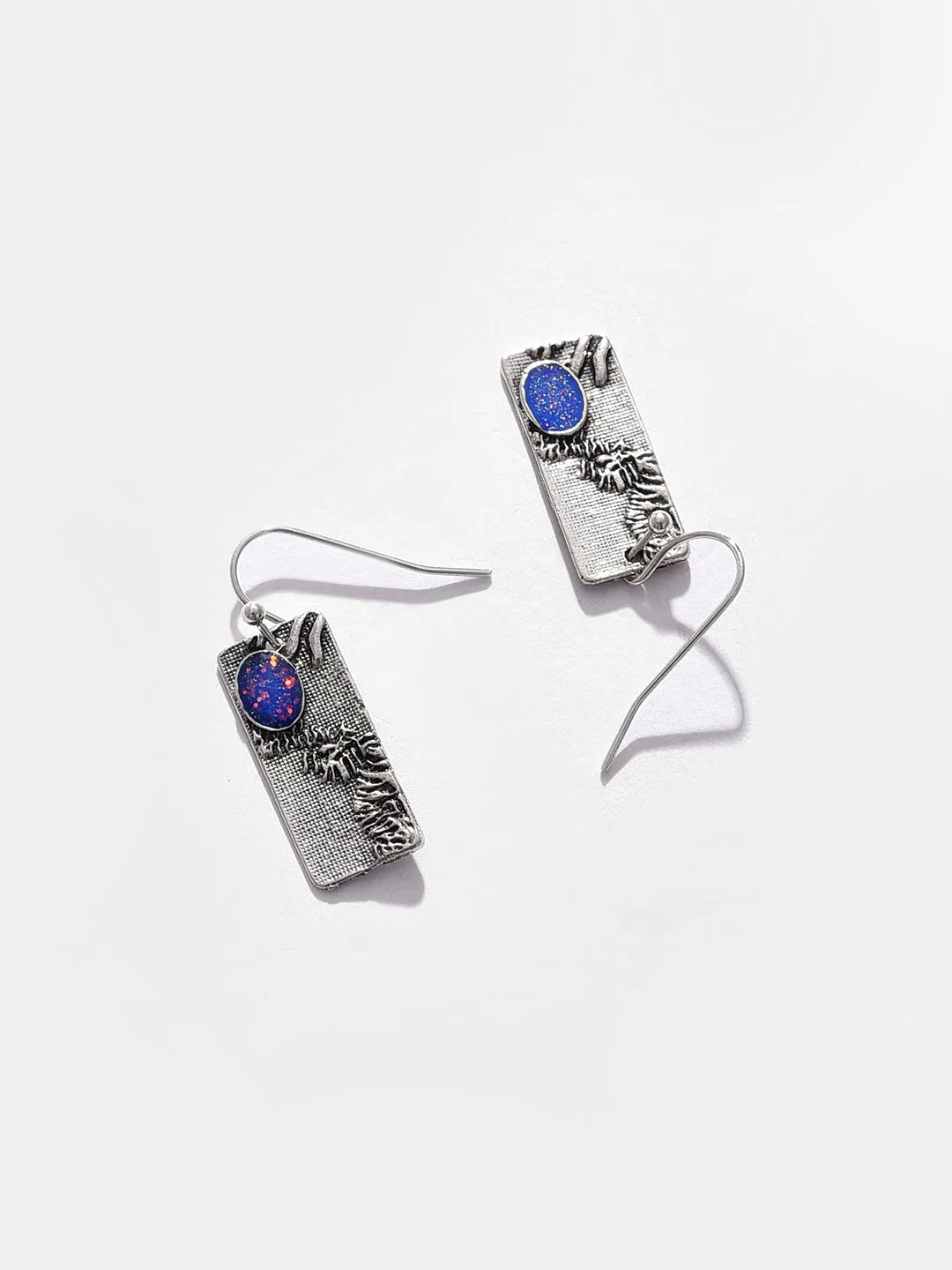 Silver Plated Designer Stone Drop Earrings