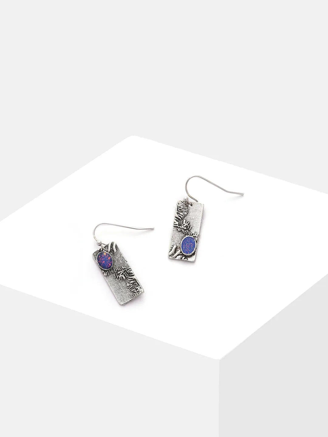 Silver Plated Designer Stone Drop Earrings