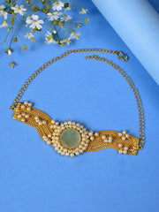 Gold Plated Designer Stone Pearl Necklace